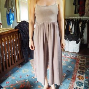Velvet cropped wide leg romper